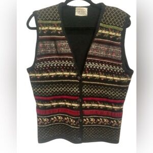 Vintage 90's Susan Bristol Hand Embroidered Wool Blend Sweater Vest M